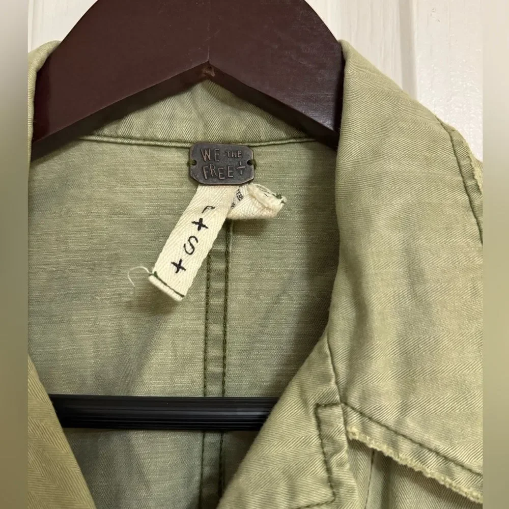 We The Free Green Utility Jacket with Floral Hem size Small - Picture 4 of 6